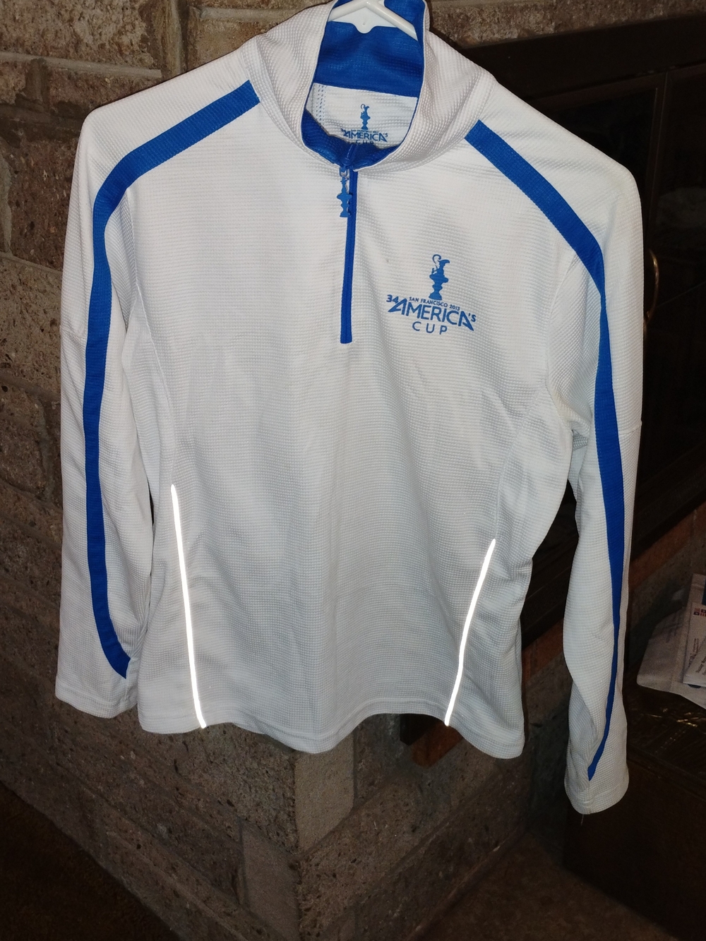 White & Blue Quarter-Zip Performance Shirt America Cup- Men's